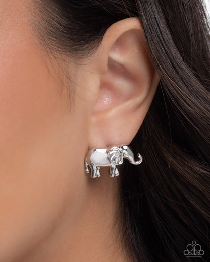 Elephant Eloquence - silver - Paparazzi earrings