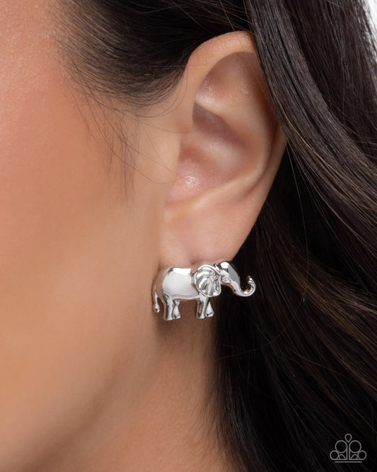 Elephant Eloquence - silver - Paparazzi earrings