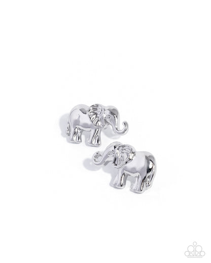 Elephant Eloquence - silver - Paparazzi earrings
