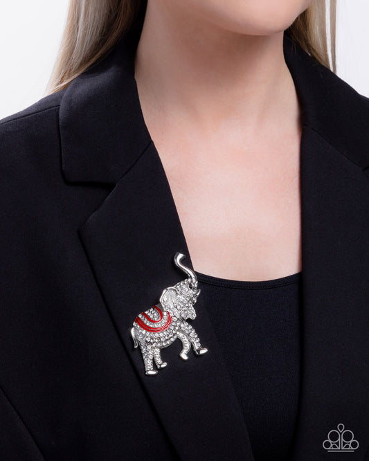Elephant Embrace - red - Paparazzi brooch