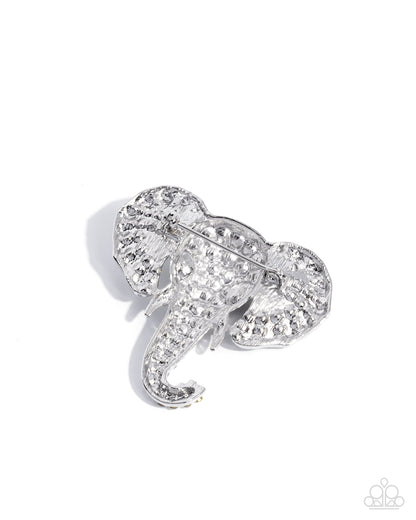 Elephant Empathy - white - Paparazzi brooch