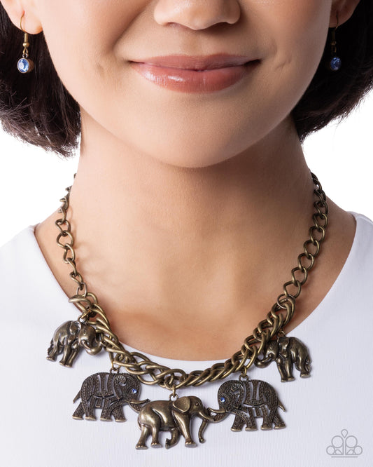 Elephant Herd - brass - Paparazzi necklace