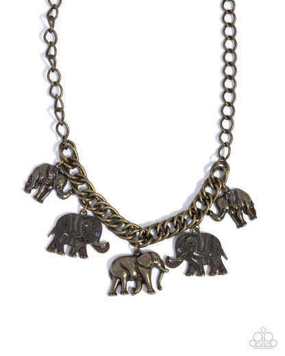 Elephant Herd - brass - Paparazzi necklace