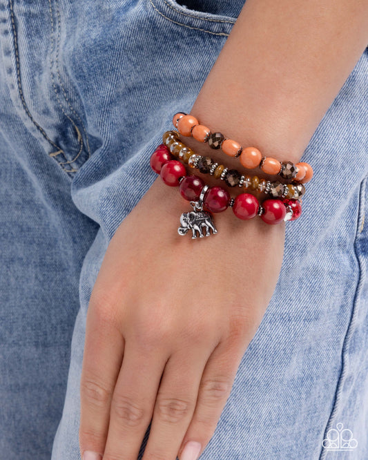 Elite Elephant - red - Paparazzi bracelet