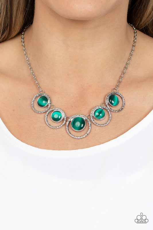 Elliptical Enchantment - green - Paparazzi necklace