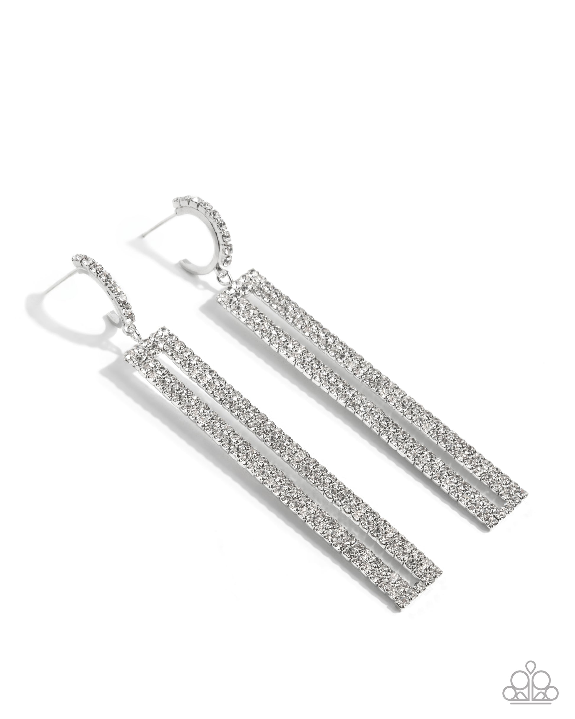 Elongated Ease - white - Paparazzi earrings