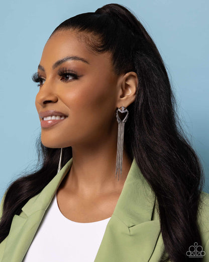 Elongated Effervescence - white - Paparazzi earrings