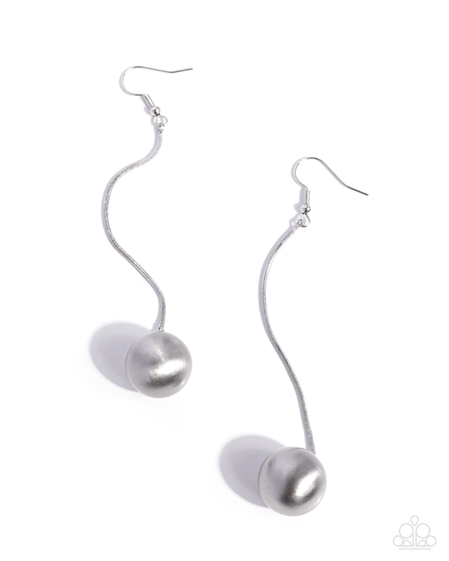 Elongated Embrace - silver - Paparazzi earrings