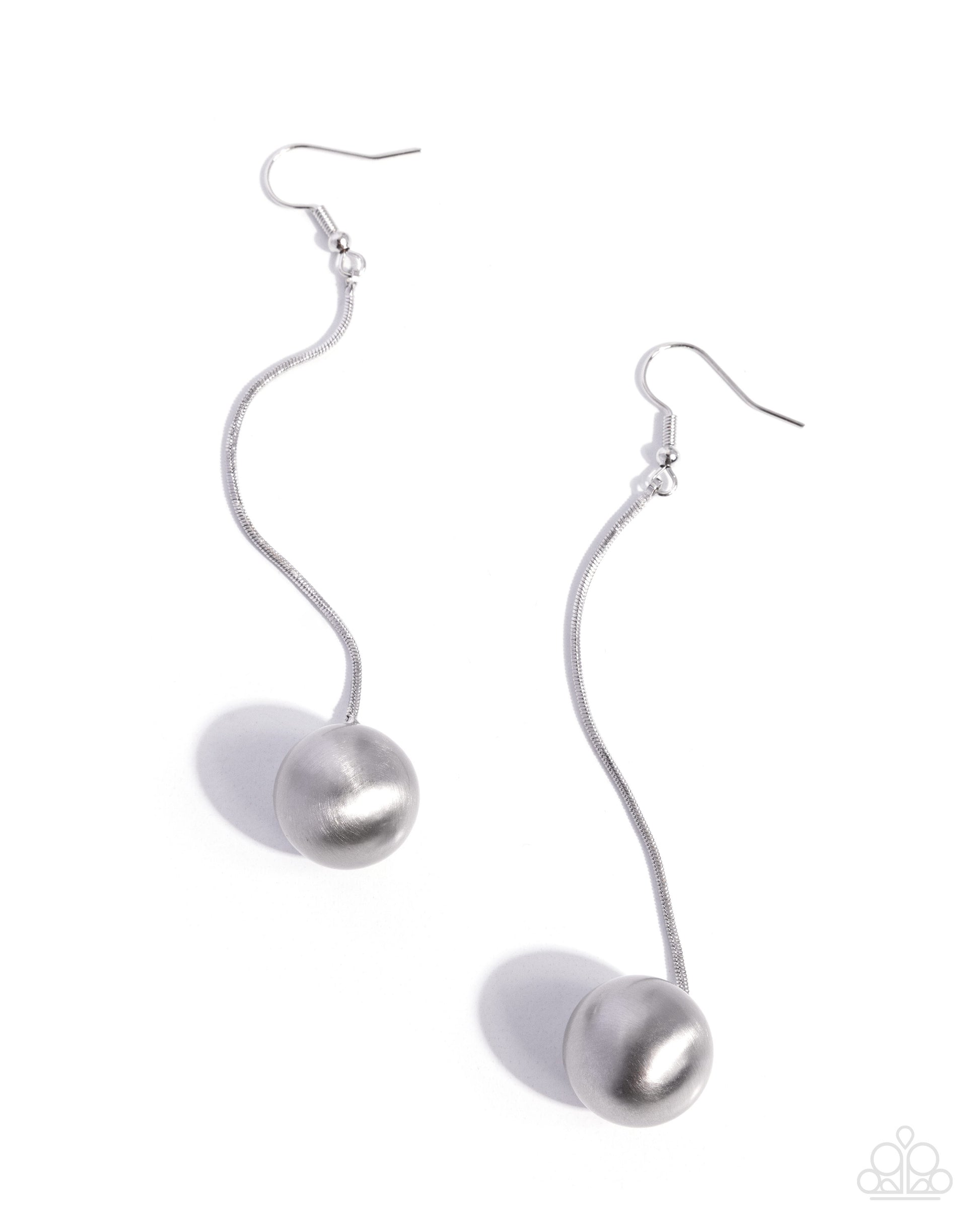 Elongated Embrace - silver - Paparazzi earrings