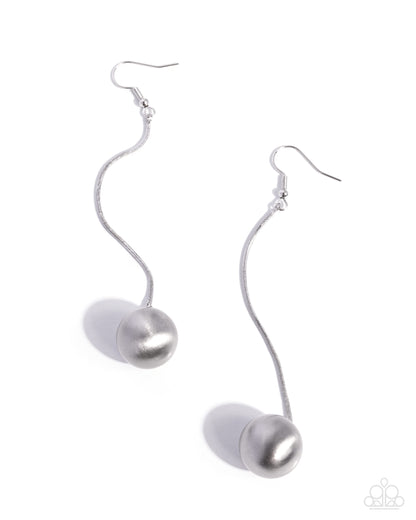 Elongated Embrace - silver - Paparazzi earrings