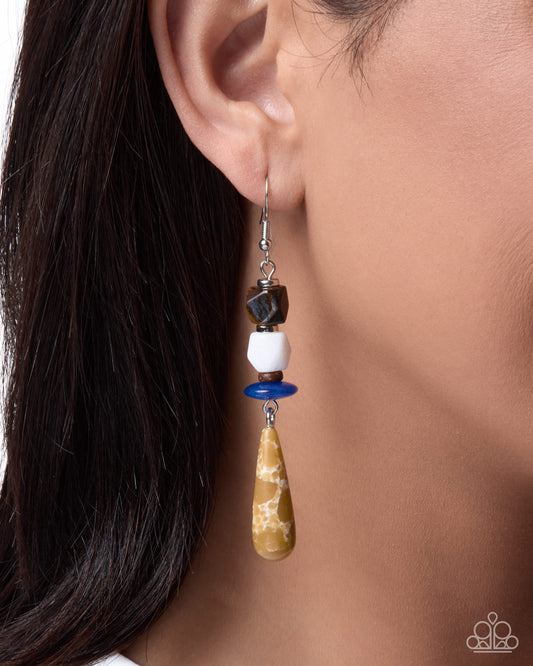 Elongating Echo - yellow - Paparazzi earrings