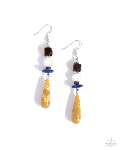 Elongating Echo - yellow - Paparazzi earrings