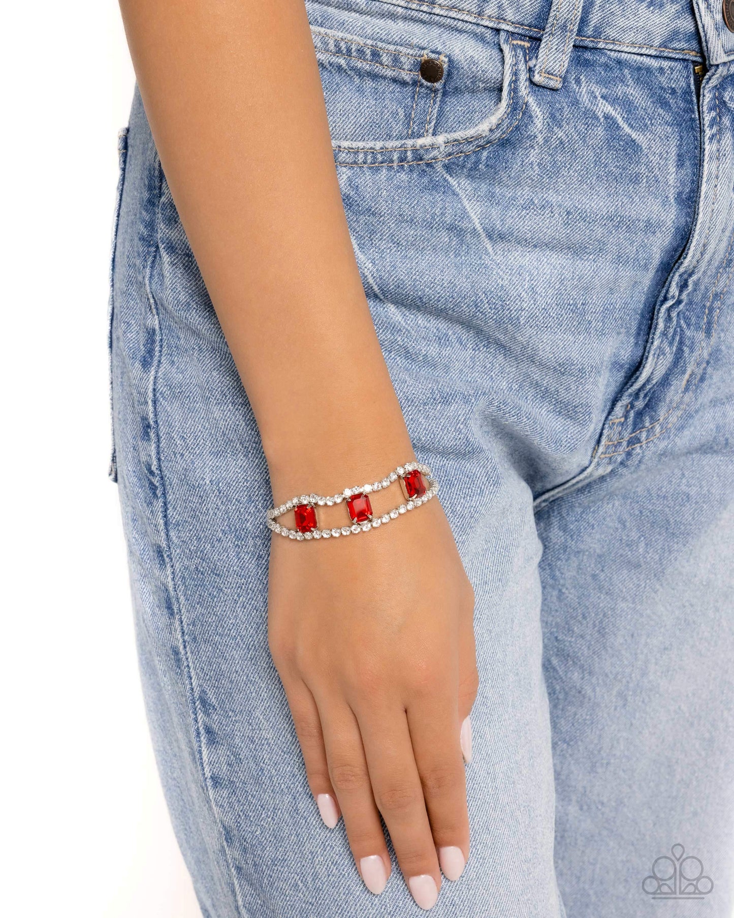 Embedded Elegance - red - Paparazzi bracelet