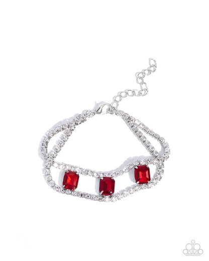 Embedded Elegance - red - Paparazzi bracelet