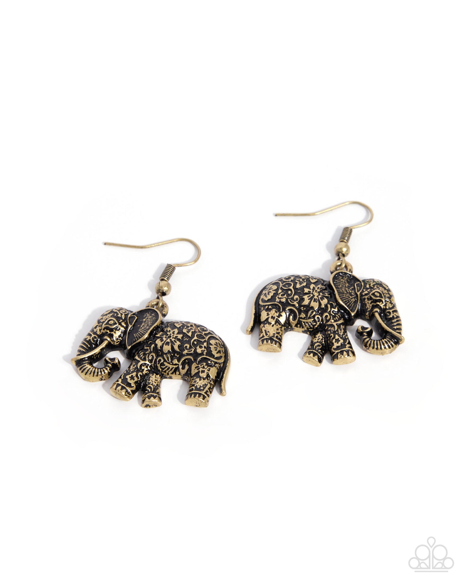 Embellished Elephant - brass - Paparazzi earrings