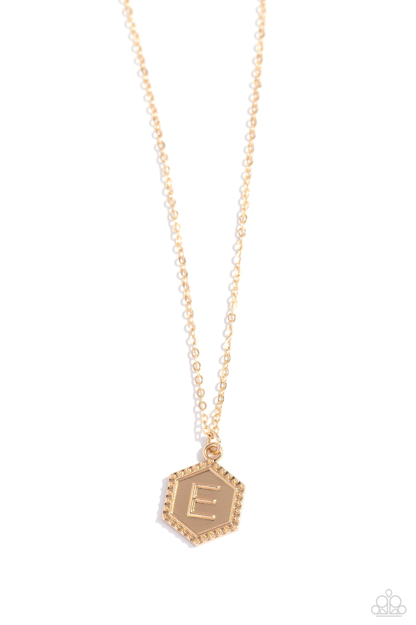 Emblematic Elegance - gold - E - Paparazzi necklace