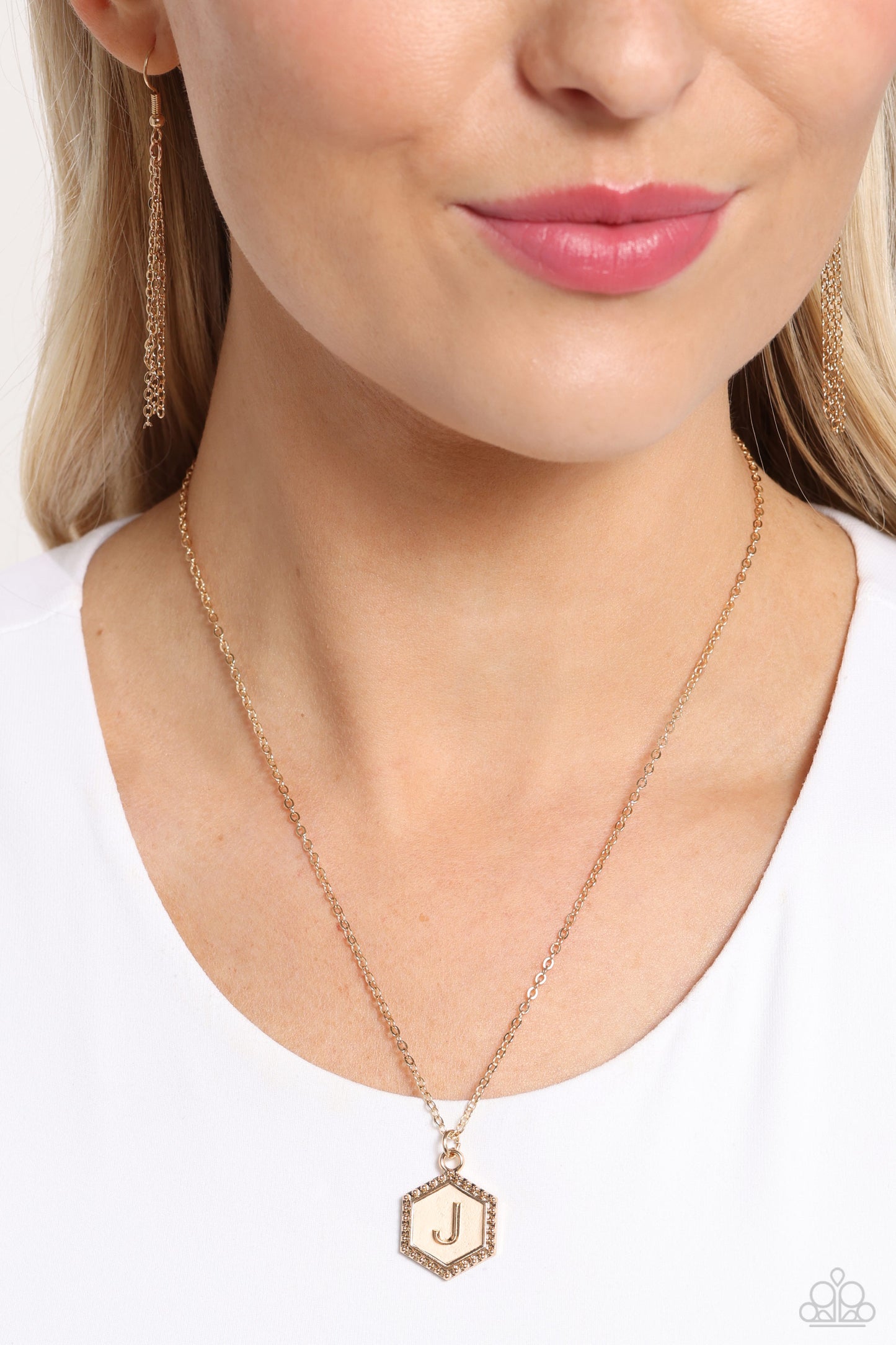 Emblematic Elegance - gold - J - Paparazzi necklace