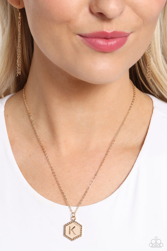Emblematic Elegance - gold - K - Paparazzi necklace
