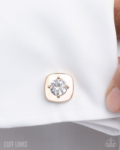 Emboldened Elegance - gold - Paparazzi MENS cufflinks