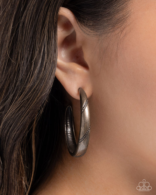 Embossed Elegance - brass - Paparazzi earrings