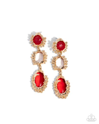 Emotional Elegance - red - Paparazzi earrings
