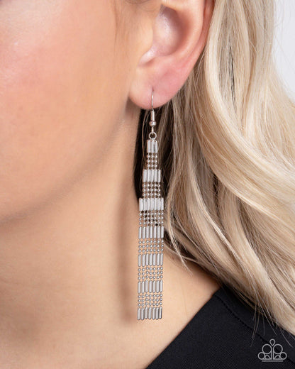 Empire State Etiquette - silver - Paparazzi earrings