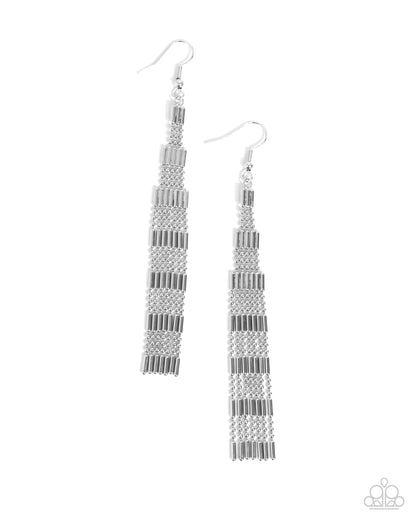 Empire State Etiquette - silver - Paparazzi earrings