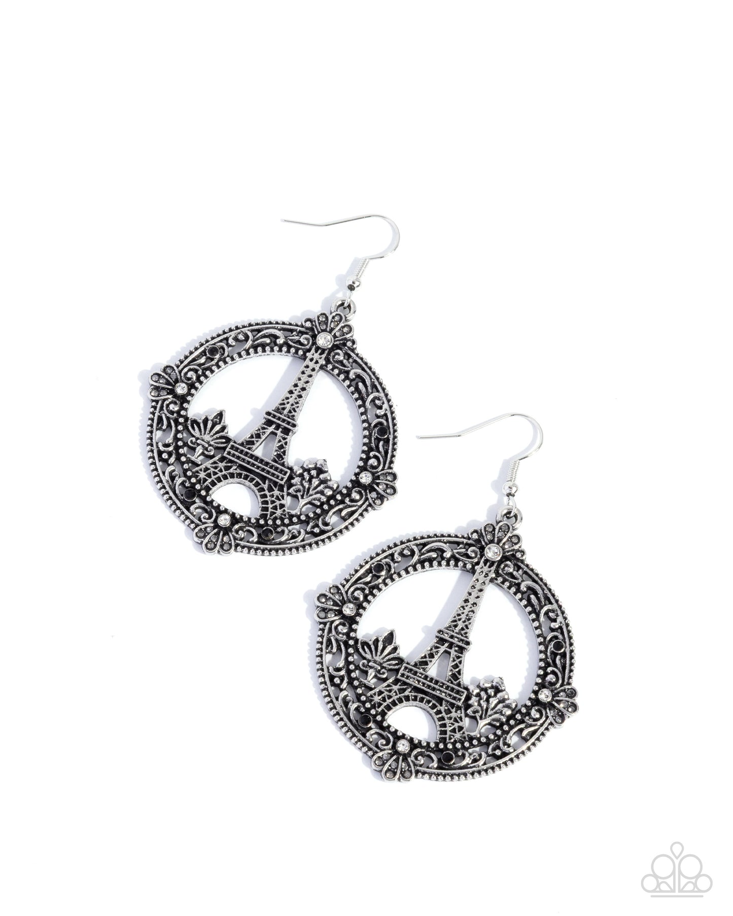 Enamored Eiffel Tower - black - Paparazzi earrings