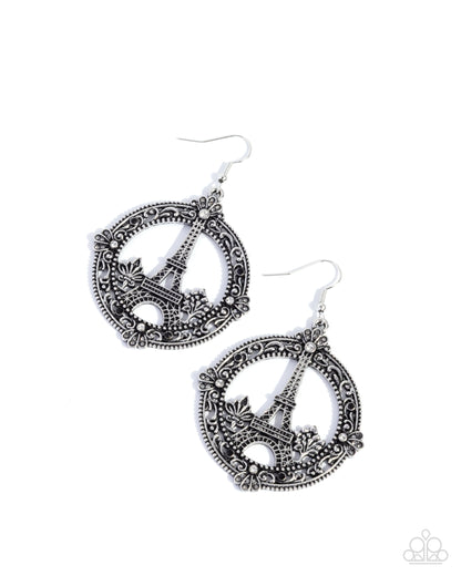 Enamored Eiffel Tower - black - Paparazzi earrings