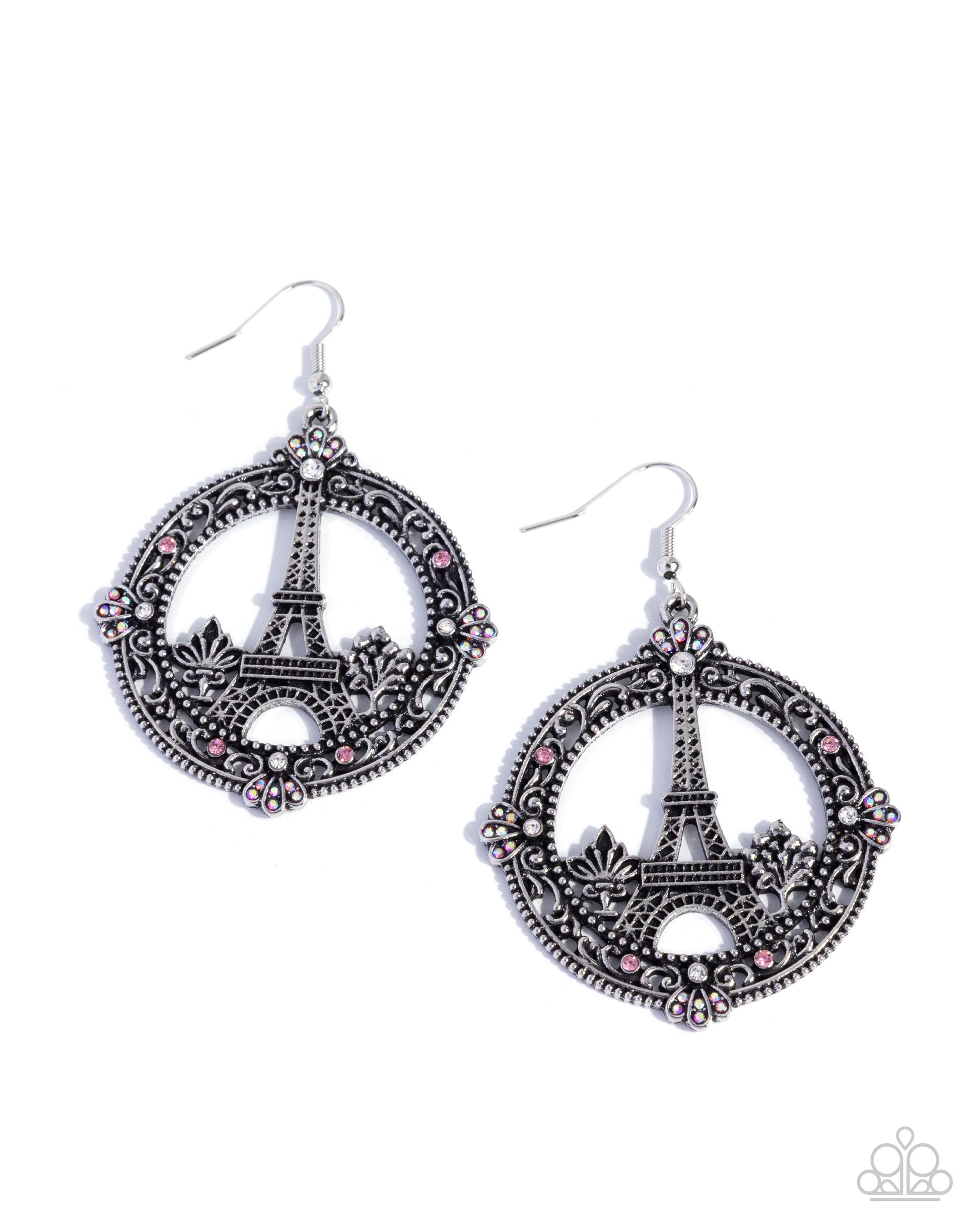 Enamored Eiffel Tower - pink - Paparazzi earrings