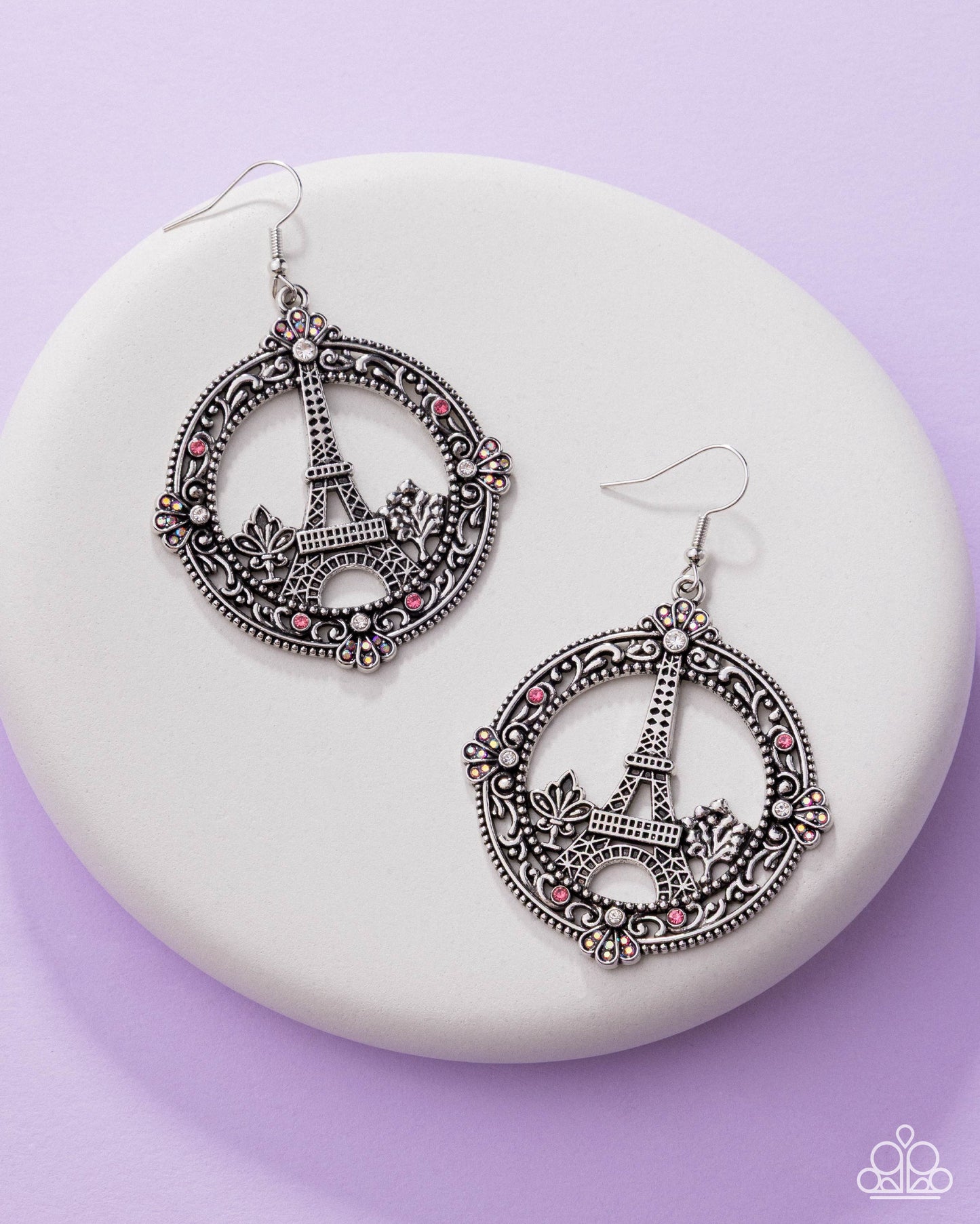 Enamored Eiffel Tower - pink - Paparazzi earrings
