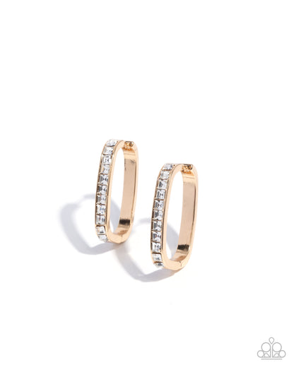 Encased Elevation - gold - Paparazzi earrings