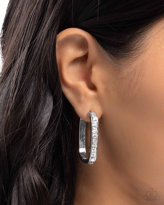 Encased Elevation - white - Paparazzi earrings