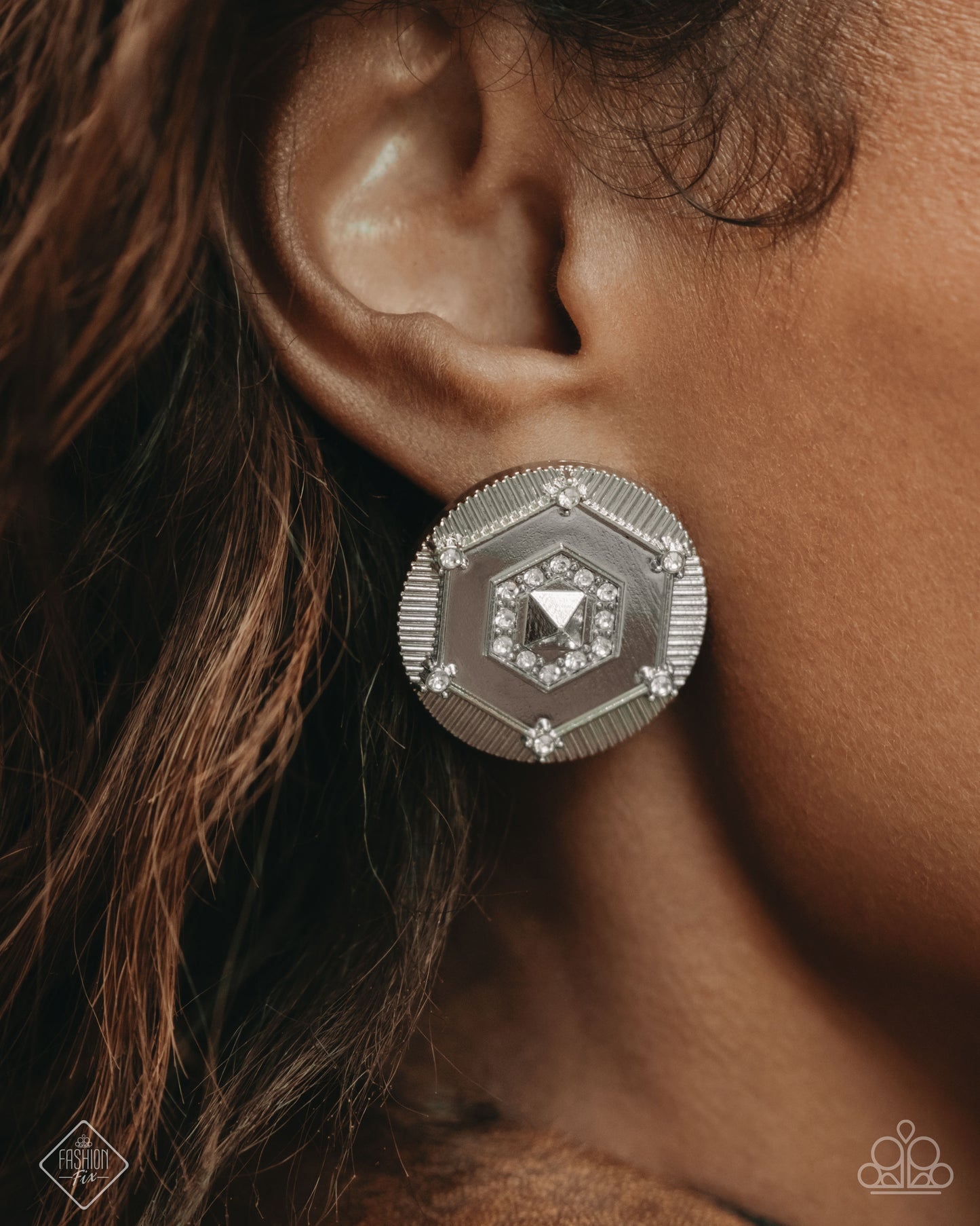 Enfolded Edge - white - Paparazzi earrings