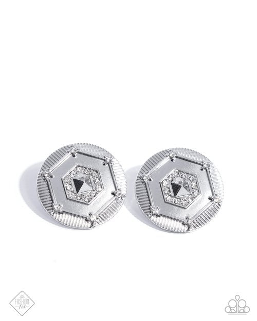 Enfolded Edge - white - Paparazzi earrings