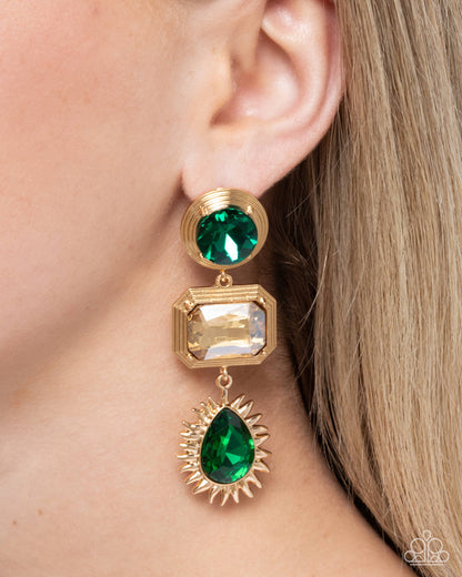 Entertaining the Thought - green - Paparazzi earrings