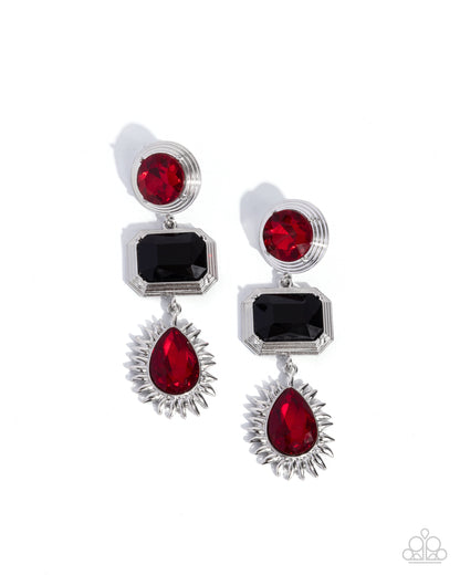 Entertaining the Thought - red - Paparazzi earrings