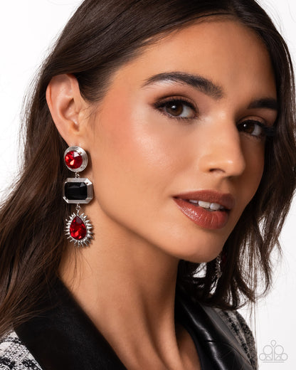 Entertaining the Thought - red - Paparazzi earrings