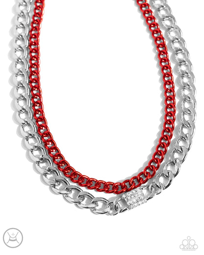 Exaggerated Effort - red - Paparazzi necklace