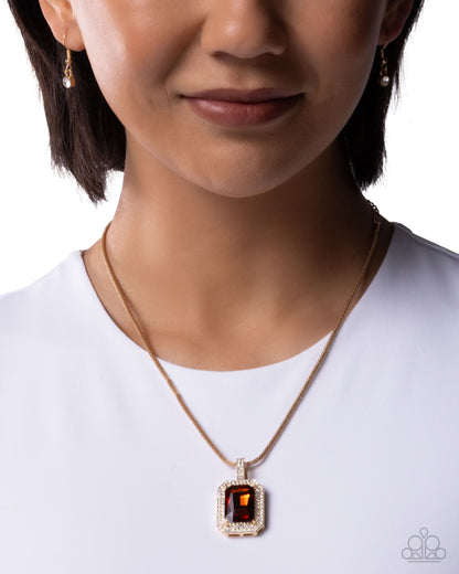 Exaggerated Emerald - brown - Paparazzi necklace