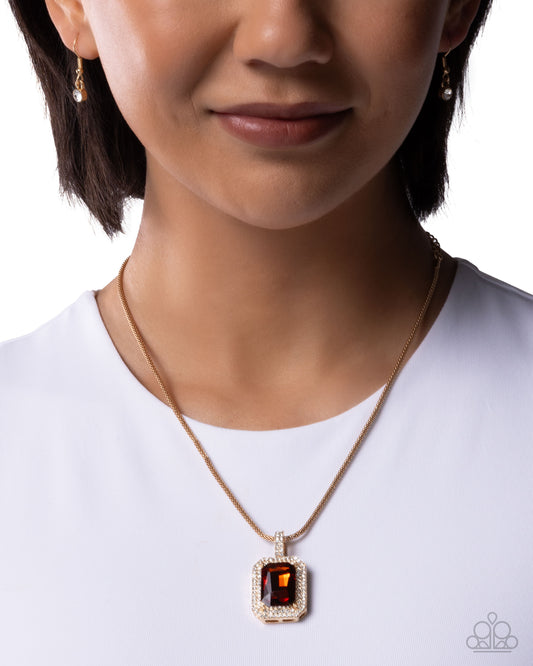 Exaggerated Emerald - brown - Paparazzi necklace