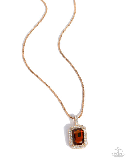 Exaggerated Emerald - brown - Paparazzi necklace