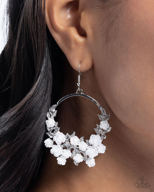 Exceptional Ease - white - Paparazzi earrings