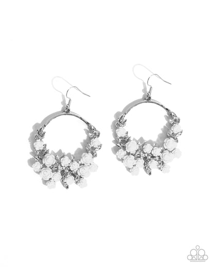 Exceptional Ease - white - Paparazzi earrings