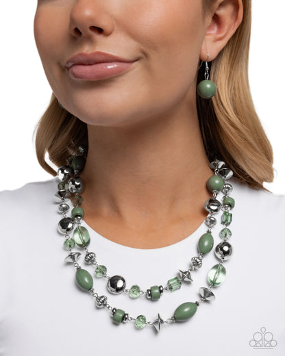 Eye-Catching Earnings - green - Paparazzi necklace