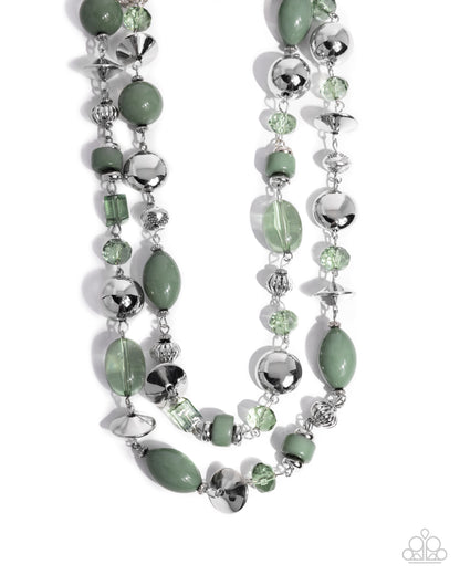 Eye-Catching Earnings - green - Paparazzi necklace