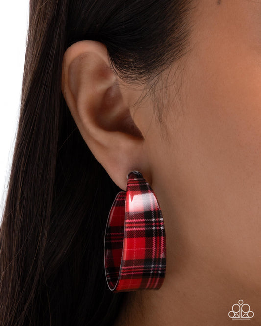 Fabulous Flannel - red - Paparazzi earrings
