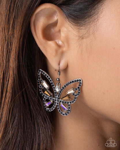 Fair Flutter - black - Paparazzi earrings