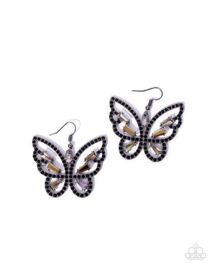 Fair Flutter - black - Paparazzi earrings