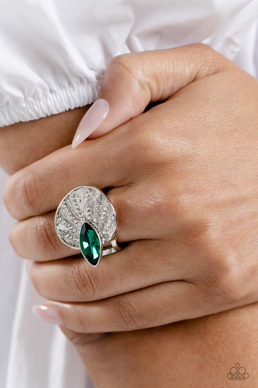 Fan Dance Dazzle - green - Paparazzi ring